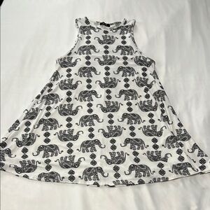 MRT 1030 Black & White Elephant Print Tank Dress